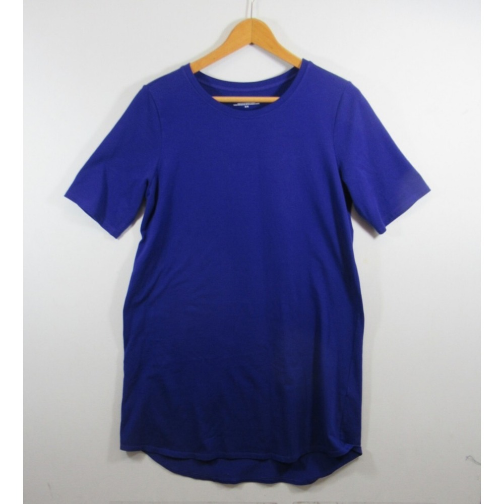 Eileen Fisher T Shirt Dress Women Medium Blue Short Sleeve Stretch